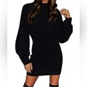 EXLURA Womens Mock Neck Long Sleeve Bodycon Pullover Cute Mini Sweater Large